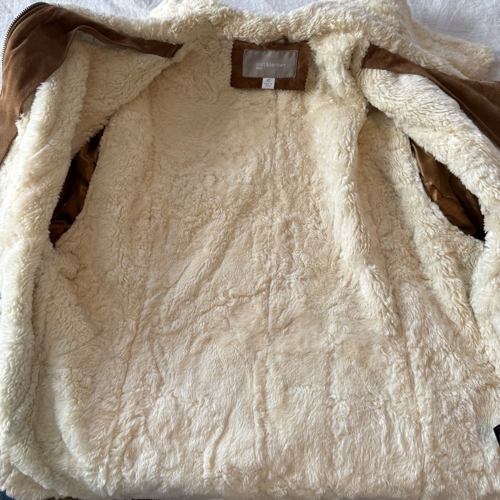 Croft & Barrow Tan Suede Jacket with Cream Collar, Size XL - Picture 6 of 13